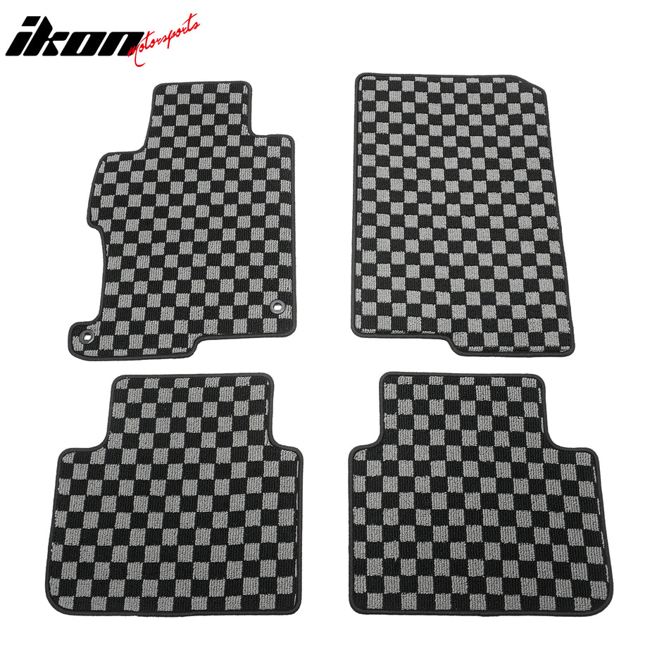 2013-2017 Honda Accord Floor Mat Carpet Black Gray Plaid Polypropylene