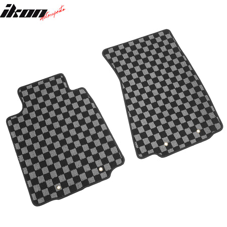 Fits 09-20 Nissan 370Z Floor Mats Non-Slip Carpets Checkered Black Gray Plaid