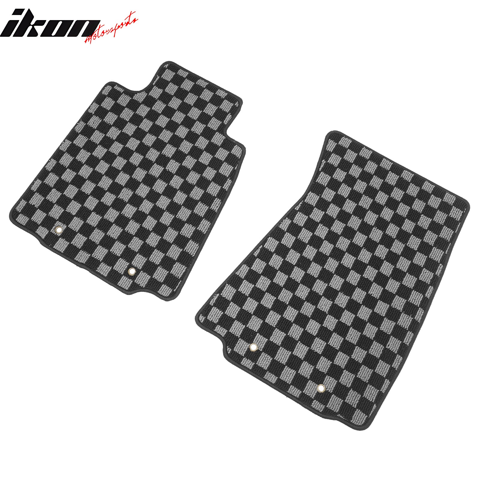 Fits 09-20 Nissan 370Z Floor Mats Non-Slip Carpets Checkered Black Gray Plaid