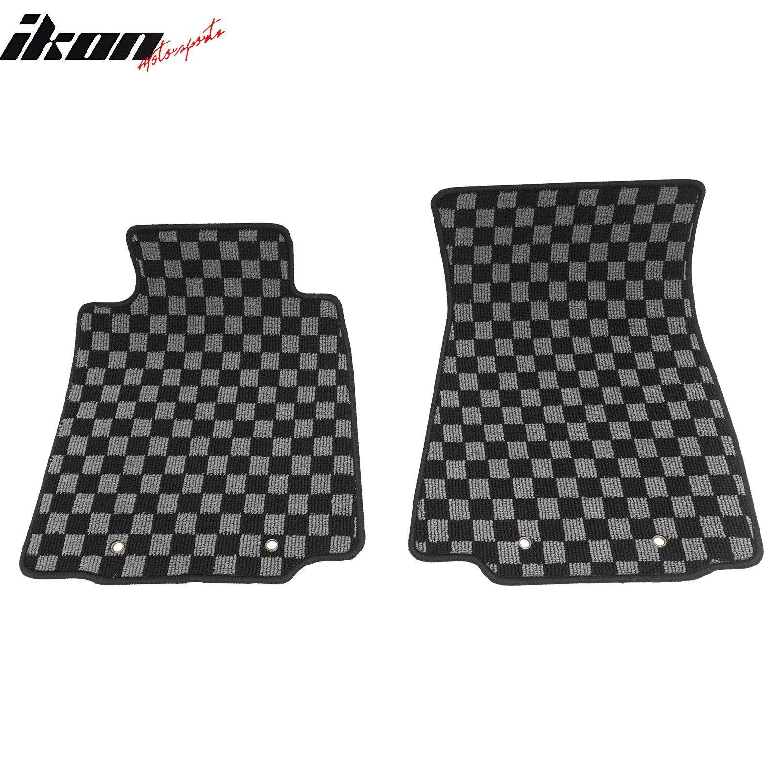 Fits 09-20 Nissan 370Z Floor Mats Non-Slip Carpets Checkered Black Gray Plaid