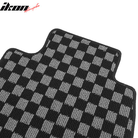 Fits 09-20 Nissan 370Z Floor Mats Non-Slip Carpets Checkered Black Gray Plaid