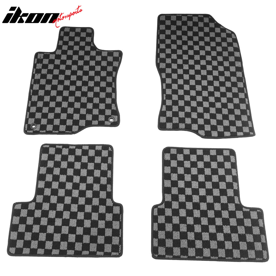 2009-2014 Acura TSX Floor Mats Carpet Black Gray Plaid Polypropylene