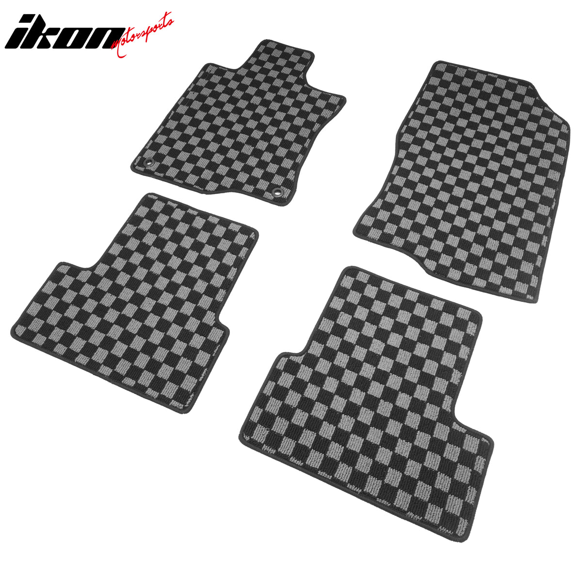 Fits 09-14 Acura TSX Floor Mats Non-Slip Carpets Checkered Black Gray Plaid 4PCS