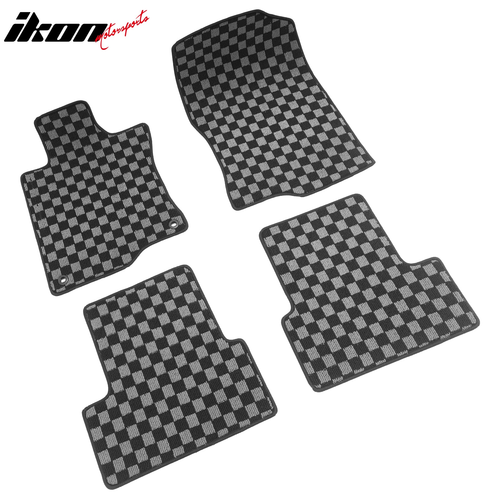 Fits 09-14 Acura TSX Floor Mats Non-Slip Carpets Checkered Black Gray Plaid 4PCS