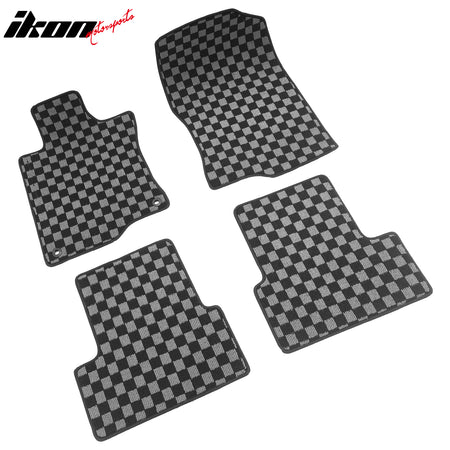 Fits 09-14 Acura TSX Floor Mats Non-Slip Carpets Checkered Black Gray Plaid 4PCS
