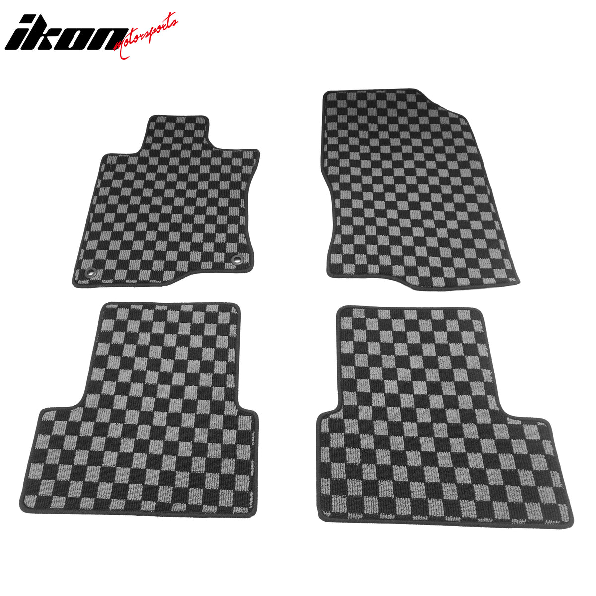 Fits 09-14 Acura TSX Floor Mats Non-Slip Carpets Checkered Black Gray Plaid 4PCS