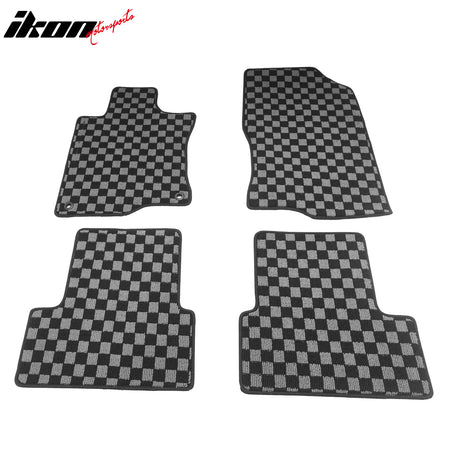 Fits 09-14 Acura TSX Floor Mats Non-Slip Carpets Checkered Black Gray Plaid 4PCS