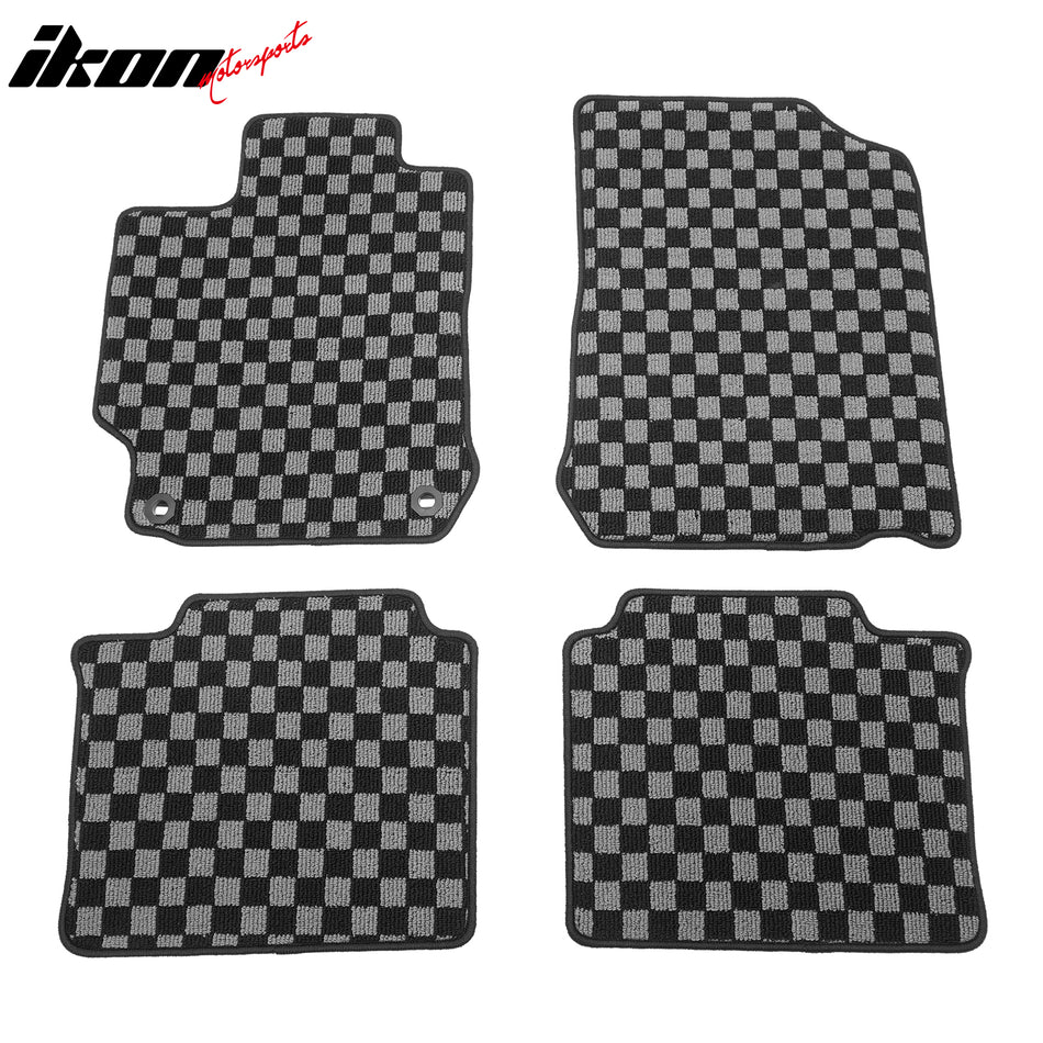 2012-2017 Toyota Camry Floor Mat Carpet Black Gray Plaid Polypropylene