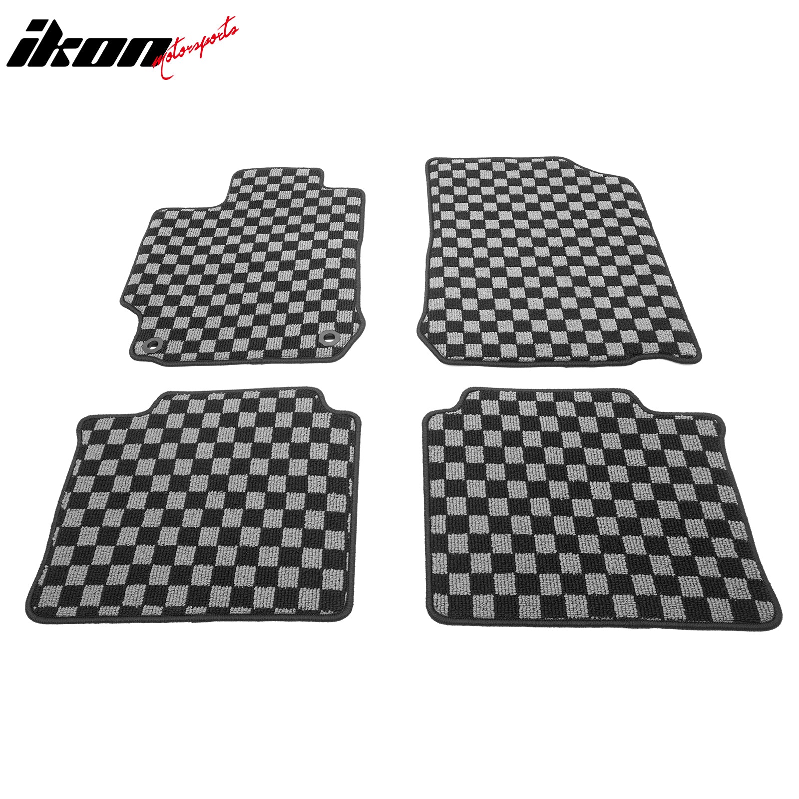 Fits 12-17 Toyota Camry Floor Mats Non-Slip Carpets Checkered Black Gray Plaid