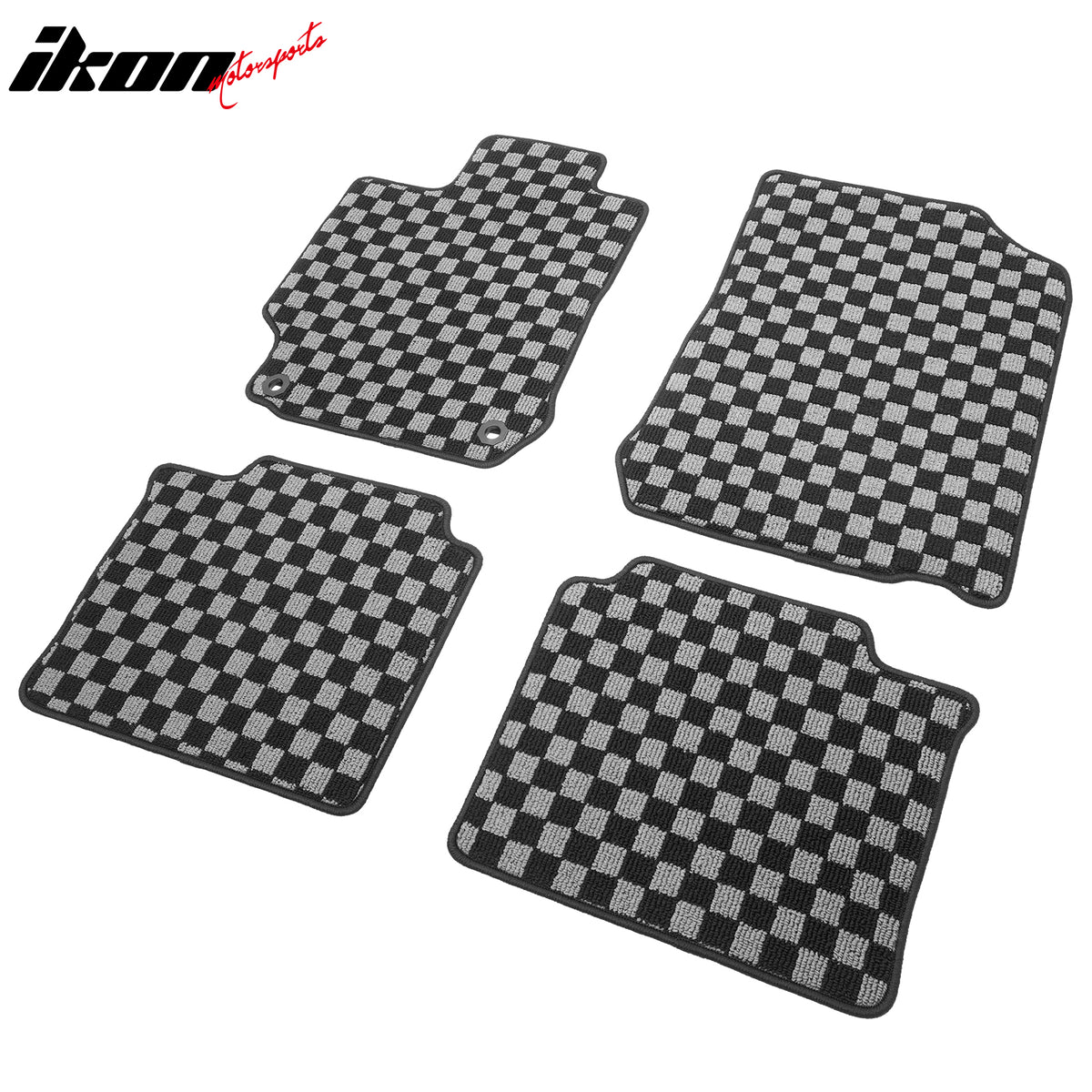 Fits 12-17 Toyota Camry Floor Mats Non-Slip Carpets Checkered Black Gray Plaid