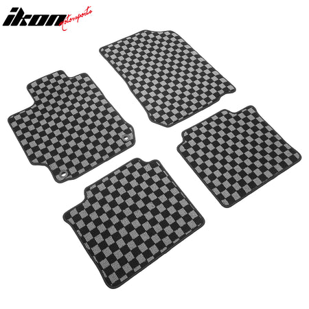 Fits 12-17 Toyota Camry Floor Mats Non-Slip Carpets Checkered Black Gray Plaid
