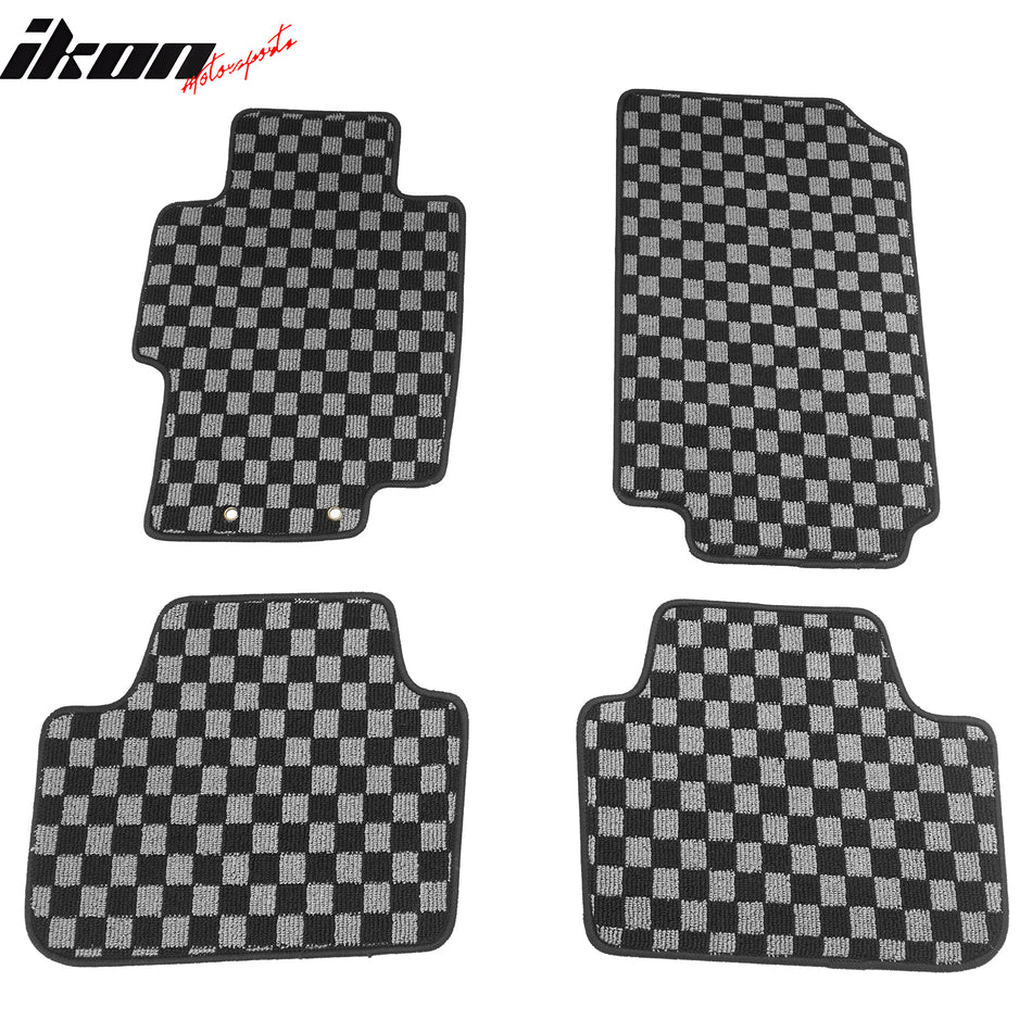 2004-2008 Acura TSX Floor Mats Carpet Black Gray Plaid Polypropylene