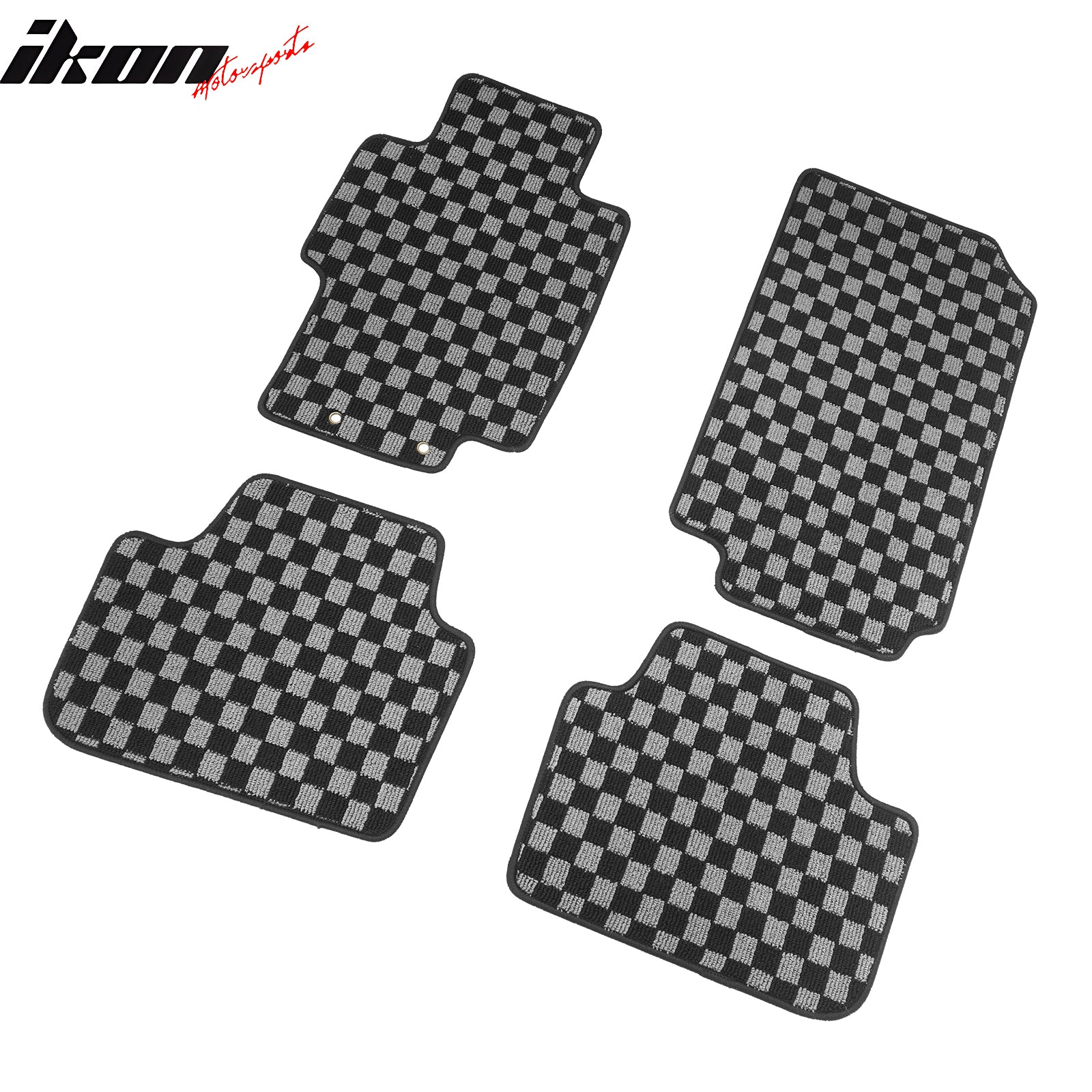 Fits 04-08 Acura TSX Floor Mats Non-Slip Carpets Checkered Black Gray Plaid 4PCS