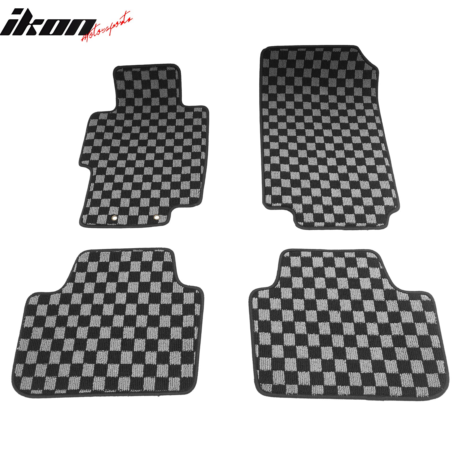 Fits 04-08 Acura TSX Floor Mats Non-Slip Carpets Checkered Black Gray Plaid 4PCS