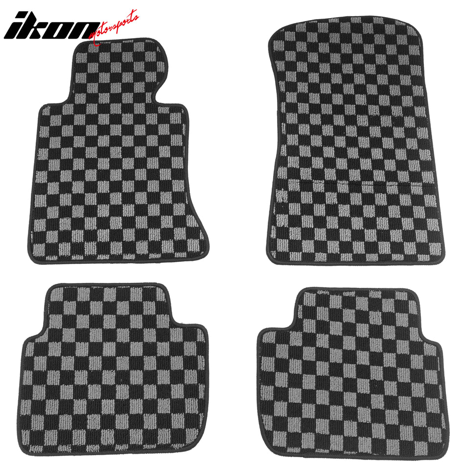 BMW 3 Series E46 2DR 4DR 1998-2006 Floor Mats Carpet Black Gray Plaid Polypropylene