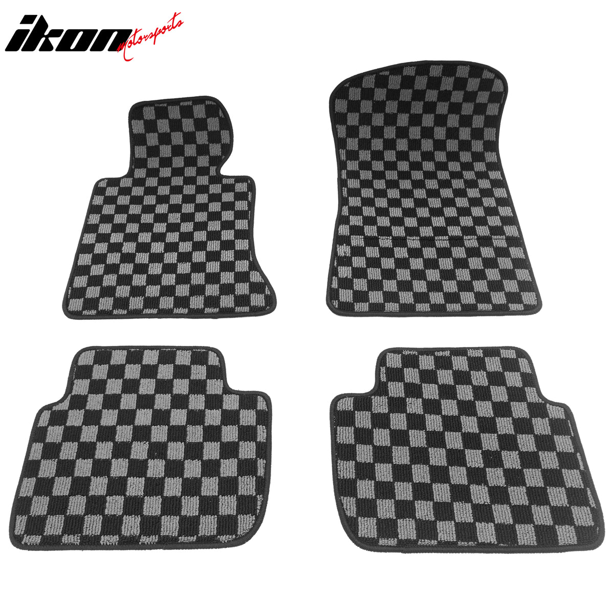 98-06 3 Series E46 4PCS Floor Mats Carpets Checkered Black Gray Plaid FOR: (BMW)