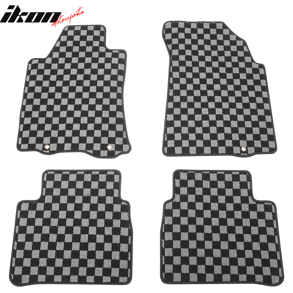 2013-2018 Nissan Altima Floor Mats Black Gray Plaid Polypropylene