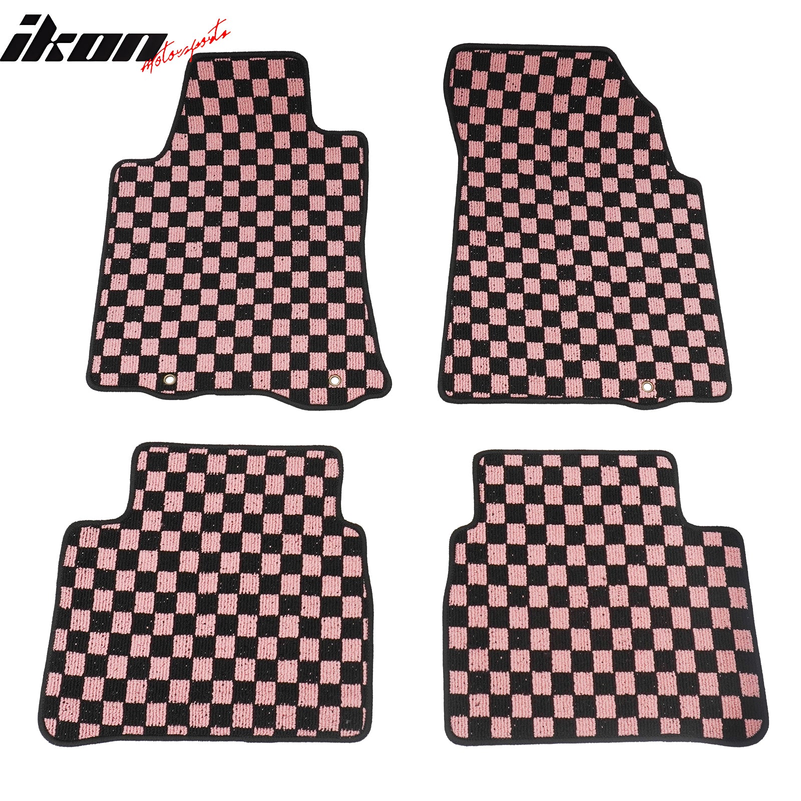 Fits 13-18 Nissan Altima Sedan Car Floor Mats Checkered Carpets Black Pink Plaid