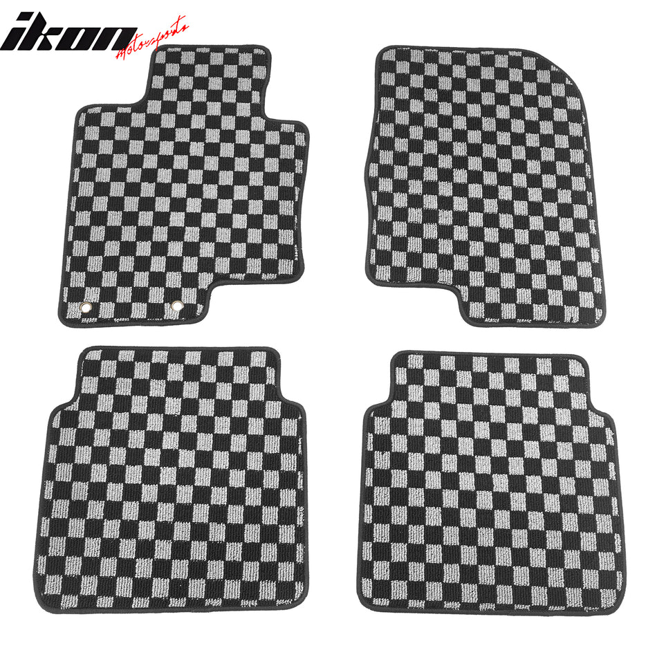 2011-2015 Kia Optima Floor Mats Carpet Black Gray Plaid Polypropylene