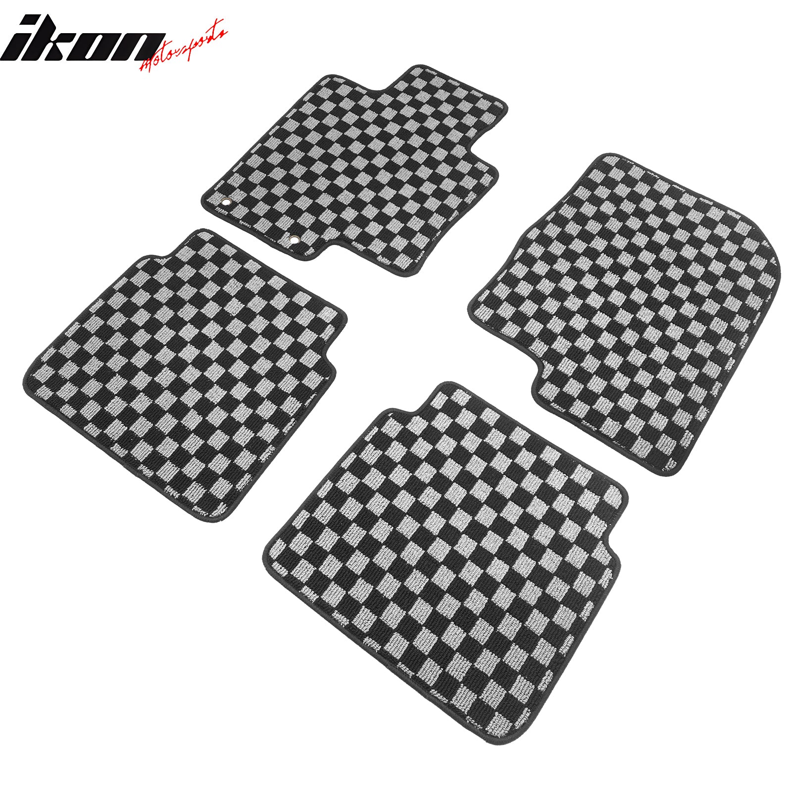 Fits 11-15 Kia Optima Floor Mats Non-Slip Carpets Checkered Black Gray Plaid