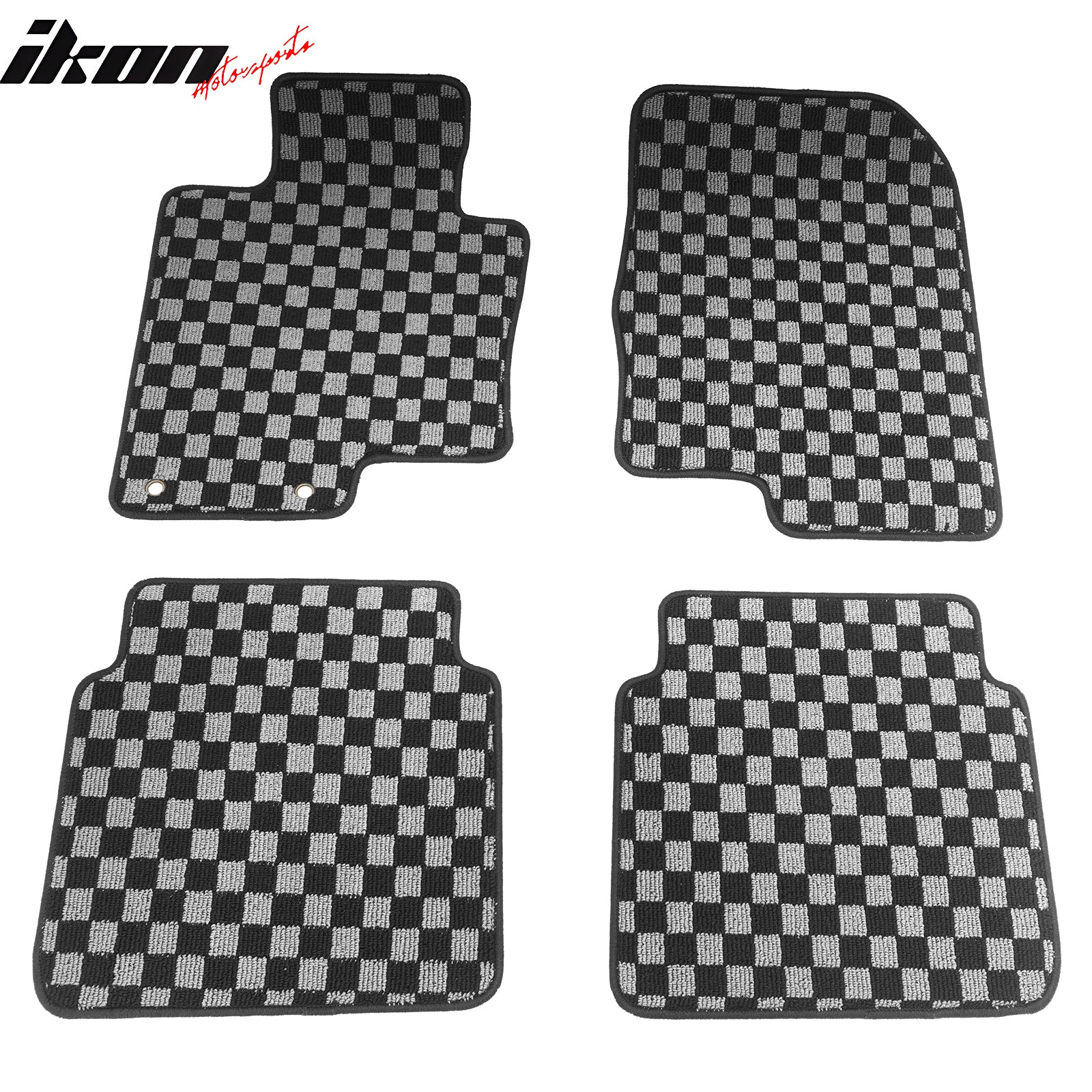 Fits 11-15 Kia Optima Floor Mats Non-Slip Carpets Checkered Black Gray Plaid