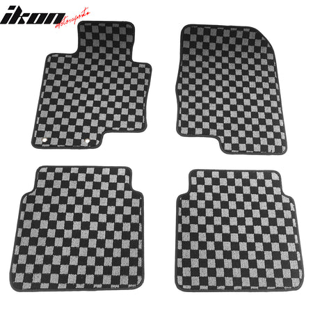 Fits 11-15 Kia Optima Floor Mats Non-Slip Carpets Checkered Black Gray Plaid