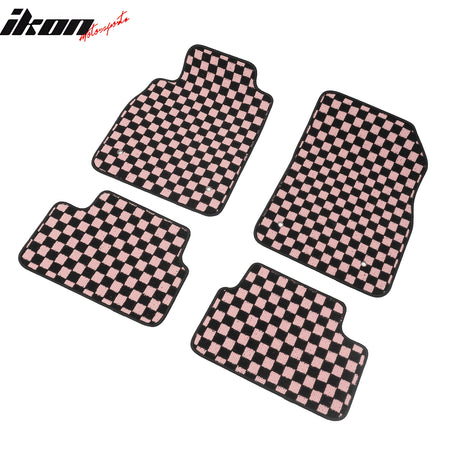 Fits 08-15 Chevy Cruze & 16 Limited Floor Mats Checkered Carpet Black Pink Plaid