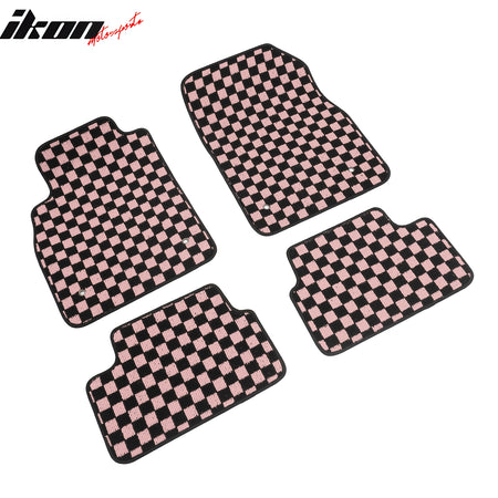 Fits 08-15 Chevy Cruze & 16 Limited Floor Mats Checkered Carpet Black Pink Plaid