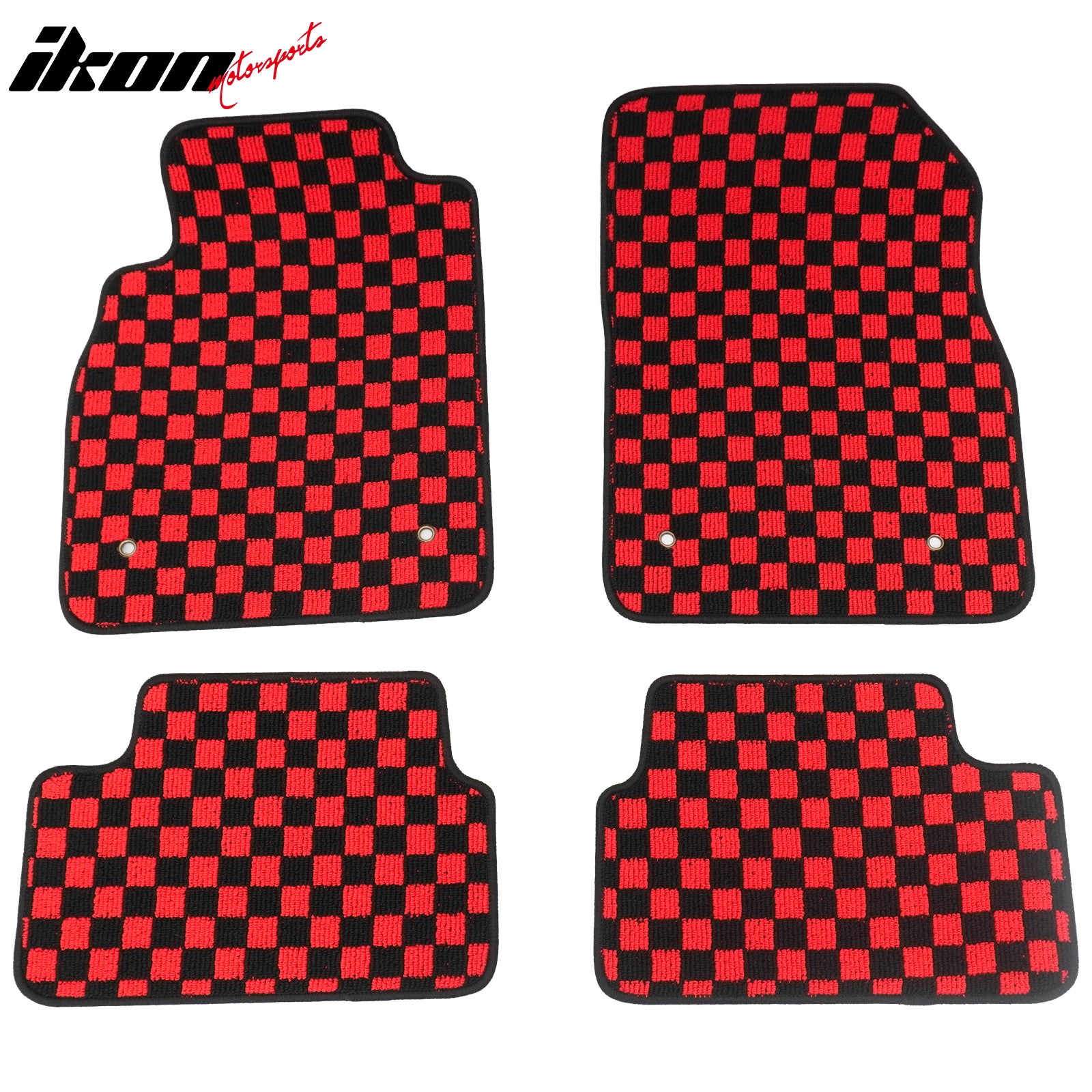 Fits 08-15 Chevy Cruze & 16 Limited Floor Mats Checkered Carpets Black Red Plaid