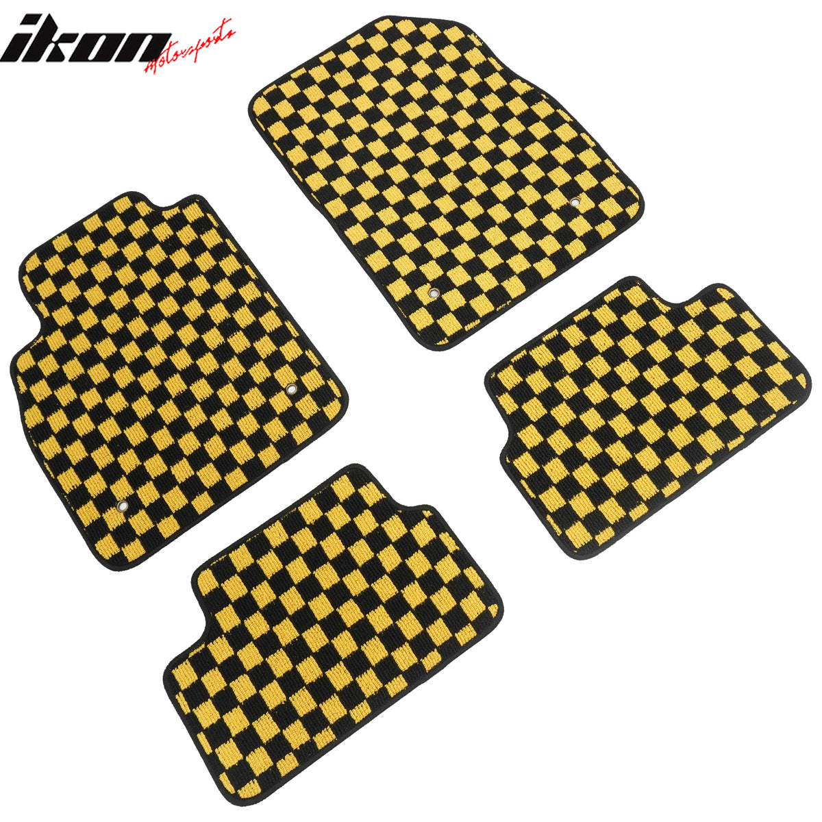 Fits 08-15 Chevy Cruze 16 Limited Floor Mats Checkered Carpet Black Yellow Plaid