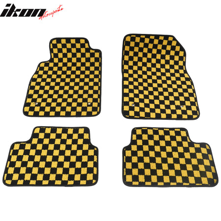 Fits 08-15 Chevy Cruze 16 Limited Floor Mats Checkered Carpet Black Yellow Plaid