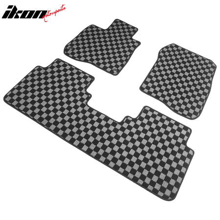 Fits 17-22 Honda CR-V Floor Mats Non-Slip Carpets Checkered Black Gray Plaid