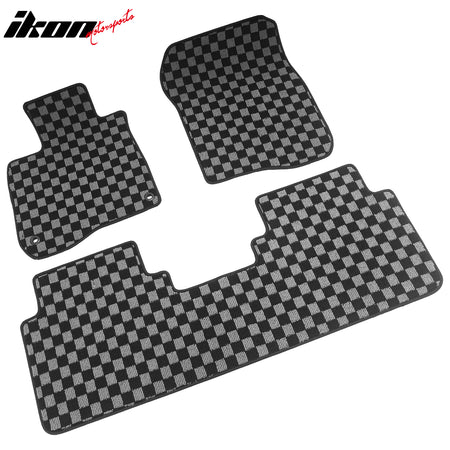 Fits 17-22 Honda CR-V Floor Mats Non-Slip Carpets Checkered Black Gray Plaid
