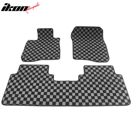 Fits 17-22 Honda CR-V Floor Mats Non-Slip Carpets Checkered Black Gray Plaid