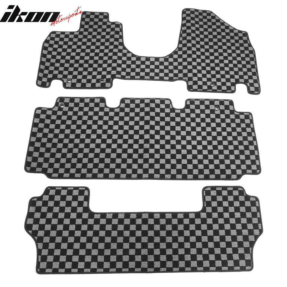 2011-2017 Honda Odyssey Floor Mats Carpet Black Gray Plaid Polypropylene