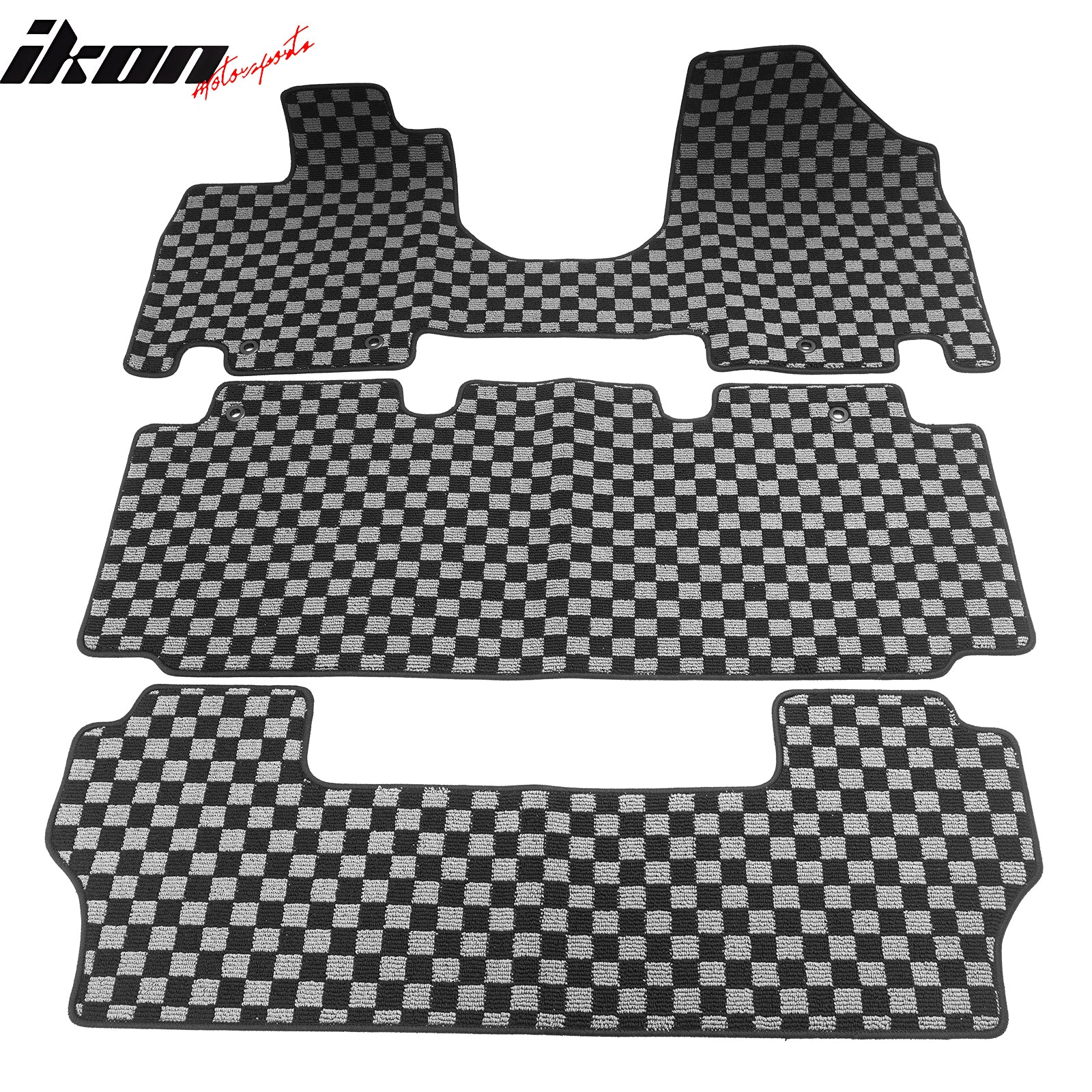 Fits 11-17 Honda Odyssey Floor Mats Non-Slip Carpets Checkered Black Gray Plaid