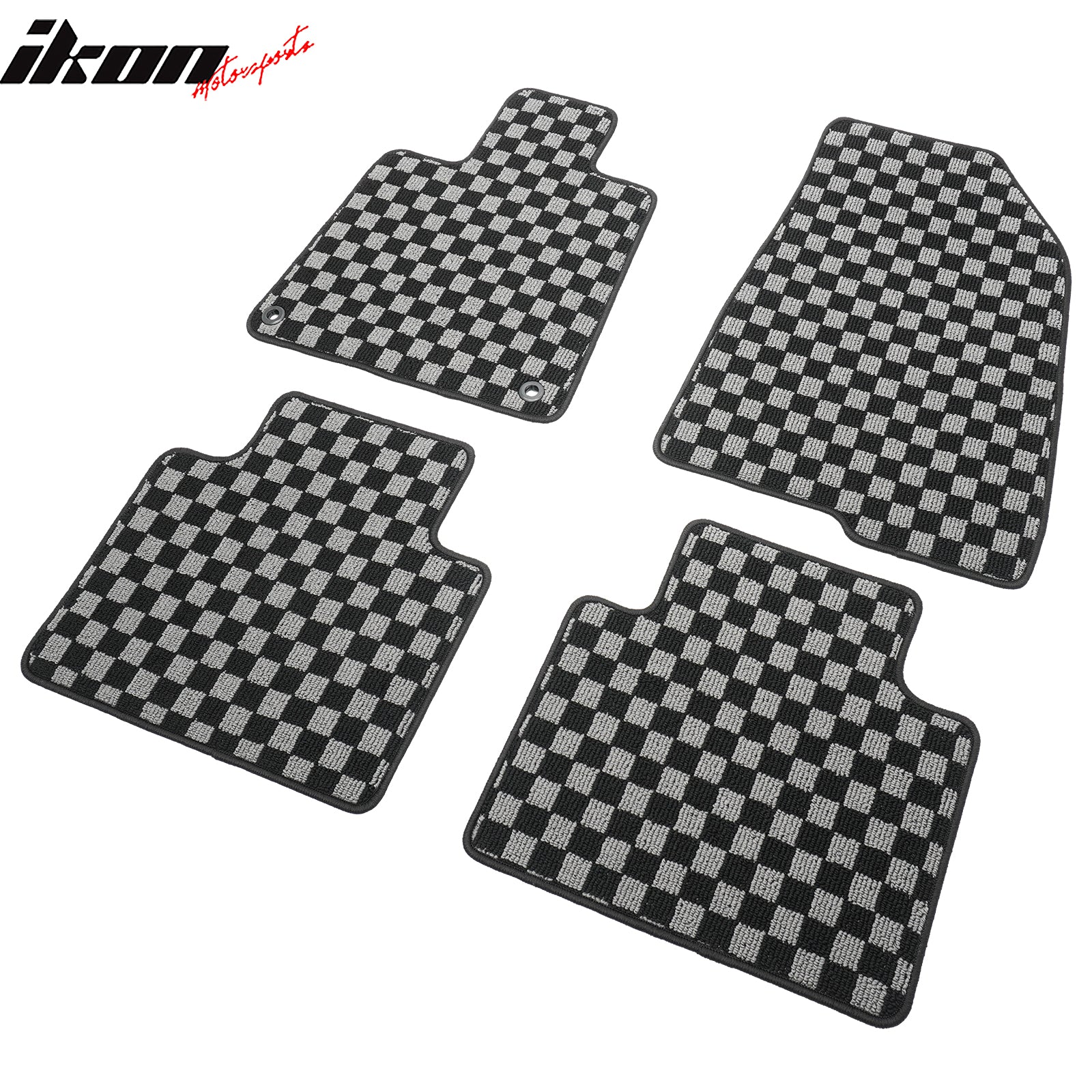 Fits 18-22 Honda Accord Floor Mats Non-Slip Carpets Checkered Black Gray Plaid