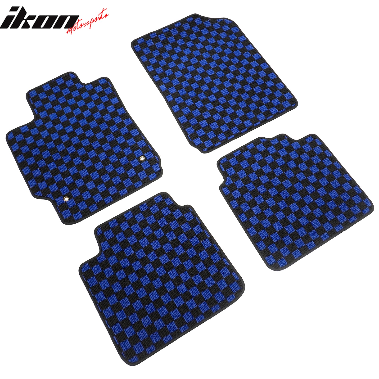 Fits 07-11 Toyota Camry Anti-slip Floor Mats Checkered Carpets Black Blue Plaid