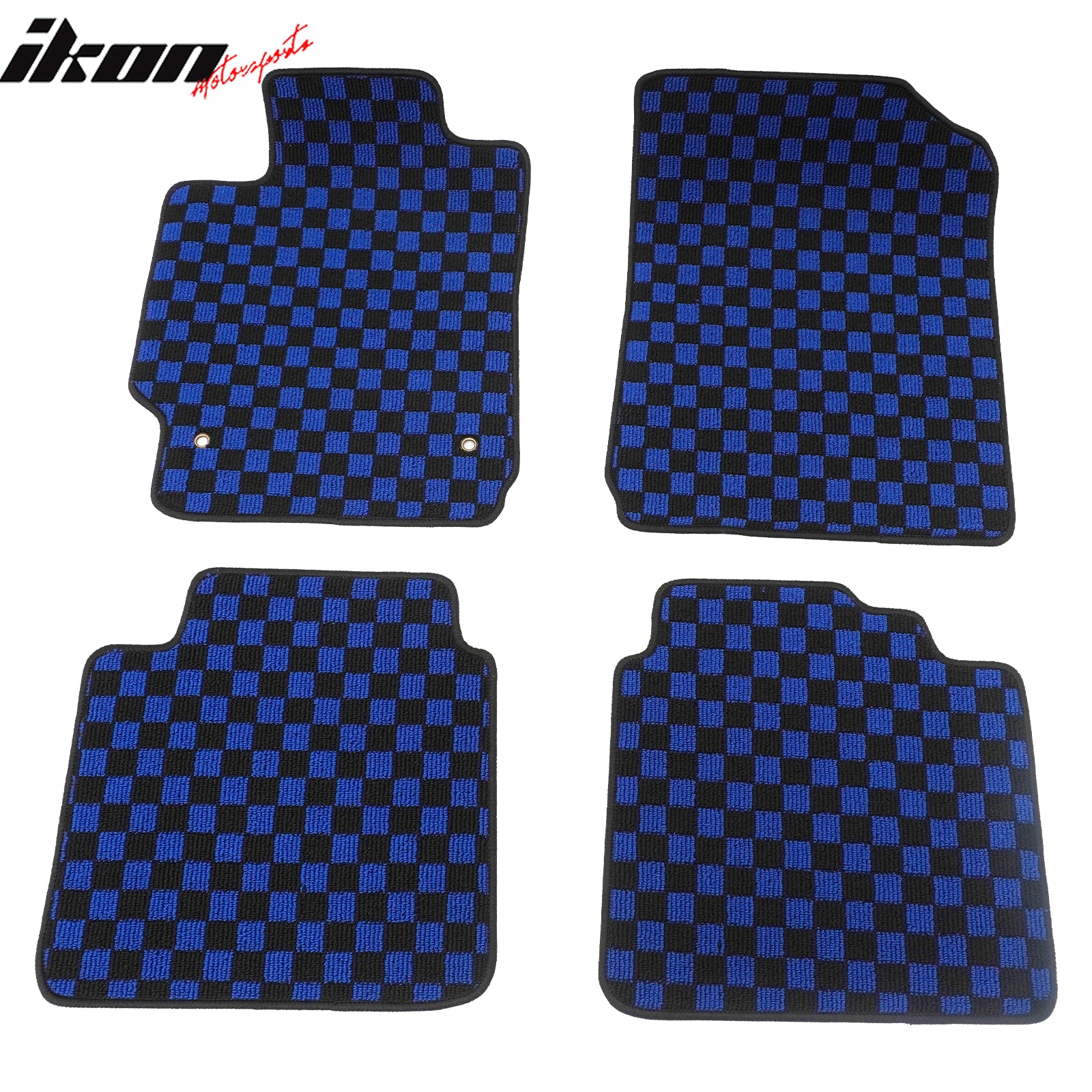Fits 07-11 Toyota Camry Anti-slip Floor Mats Checkered Carpets Black Blue Plaid