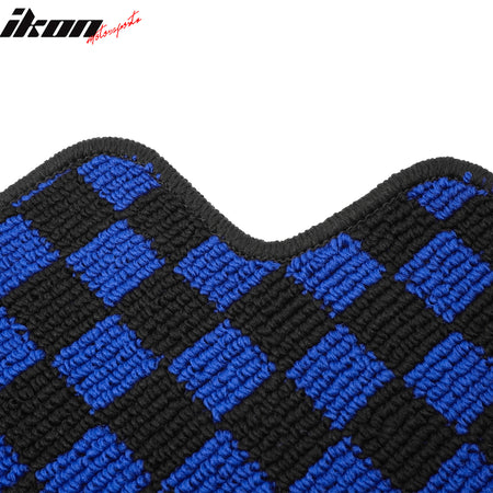 Fits 07-11 Toyota Camry Anti-slip Floor Mats Checkered Carpets Black Blue Plaid