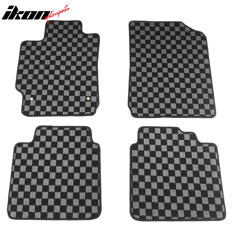 2007-2011 Toyota Camry Floor Mats Carpet Black Gray Plaid Polypropylene