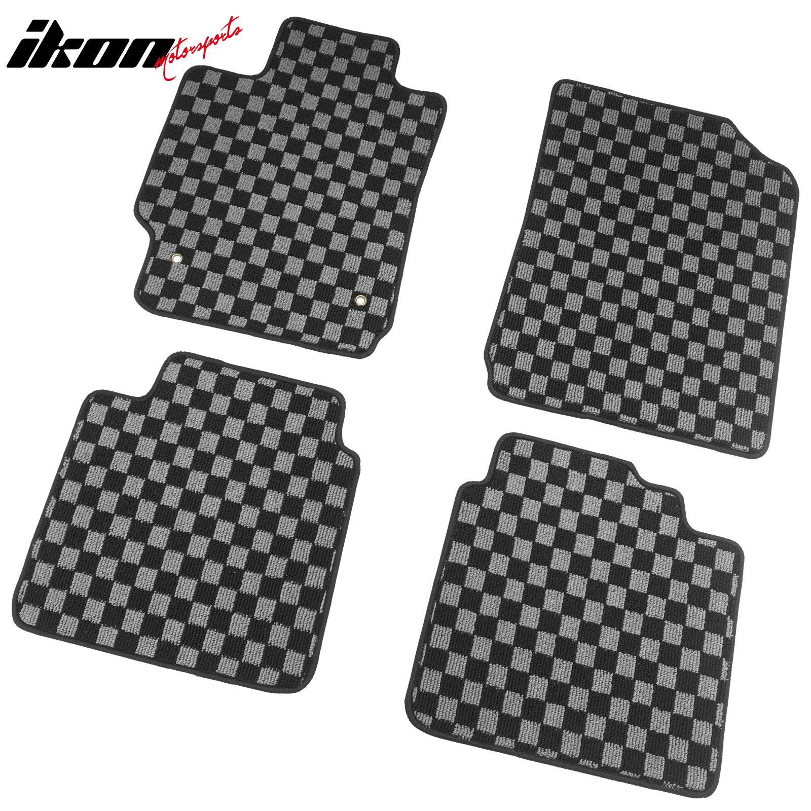 Fits 07-11 Toyota Camry Floor Mats Non-Slip Carpets Checkered Black Gray Plaid