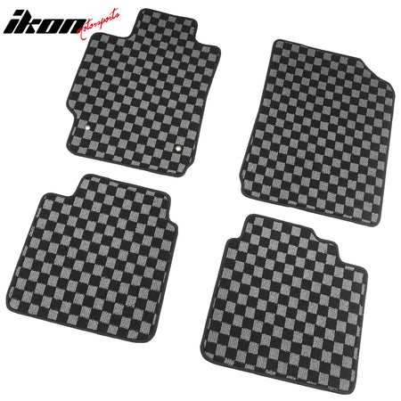 Fits 07-11 Toyota Camry Floor Mats Non-Slip Carpets Checkered Black Gray Plaid
