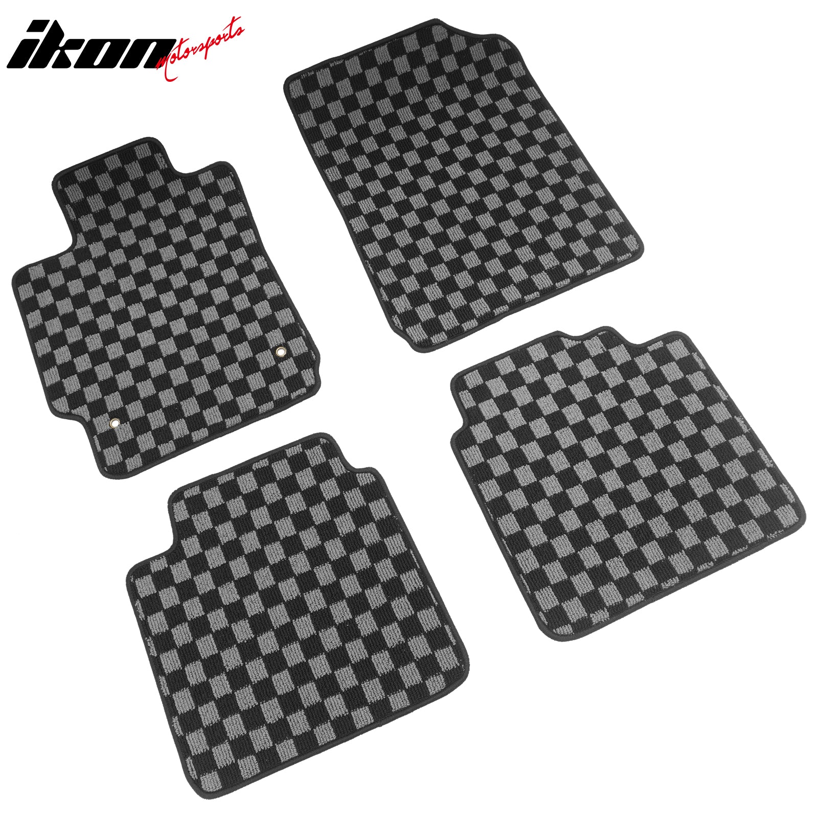 Fits 07-11 Toyota Camry Floor Mats Non-Slip Carpets Checkered Black Gray Plaid