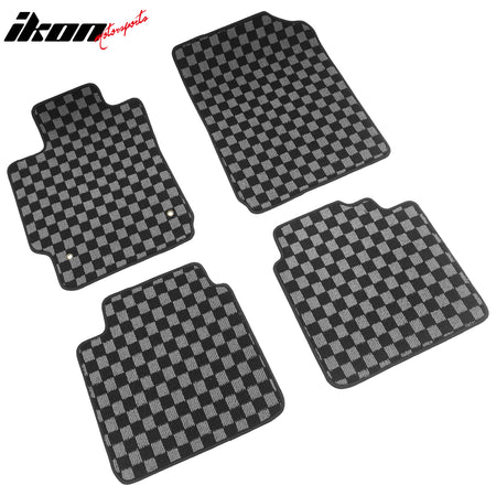 Fits 07-11 Toyota Camry Floor Mats Non-Slip Carpets Checkered Black Gray Plaid