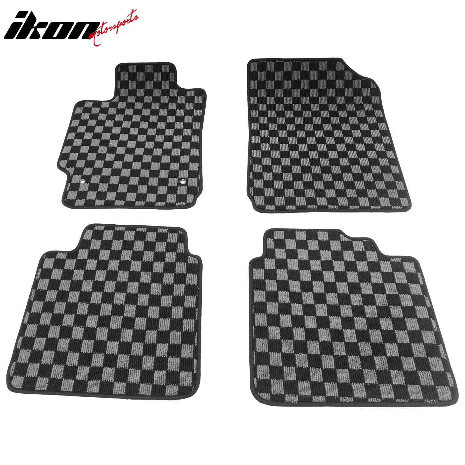 Fits 07-11 Toyota Camry Floor Mats Non-Slip Carpets Checkered Black Gray Plaid