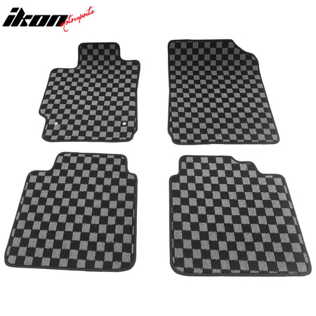 Fits 07-11 Toyota Camry Floor Mats Non-Slip Carpets Checkered Black Gray Plaid