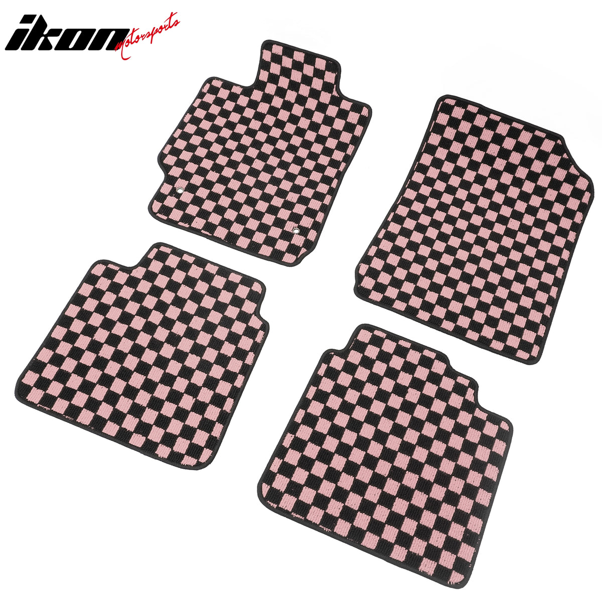 Fits 07-11 Toyota Camry Anti-slip Floor Mats Checkered Carpets Black Pink Plaid