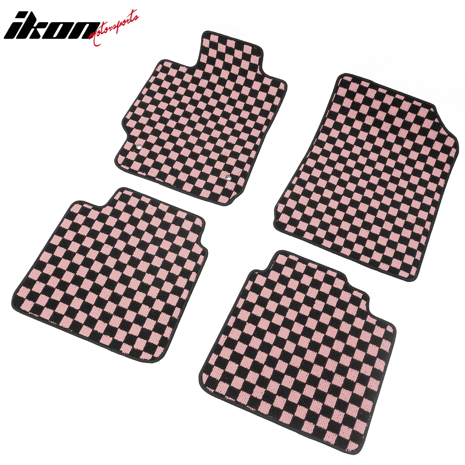 Fits 07-11 Toyota Camry Anti-slip Floor Mats Checkered Carpets Black Pink Plaid