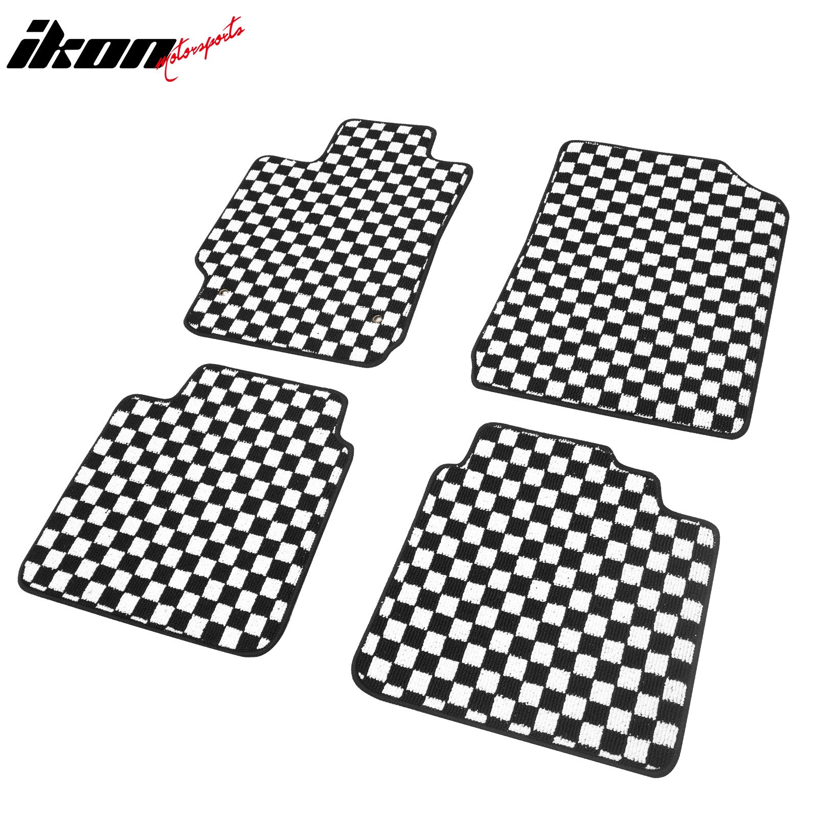 Fits 07-11 Toyota Camry Anti-slip Floor Mats Checkered Carpets Black White Plaid